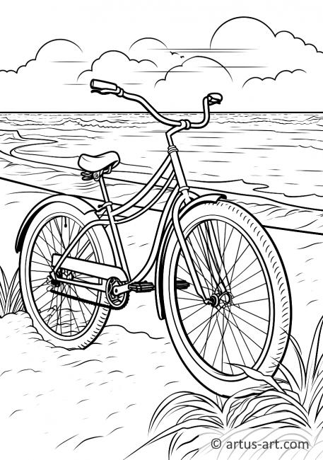 Раскраска Прогулка на велосипеде по пляжу